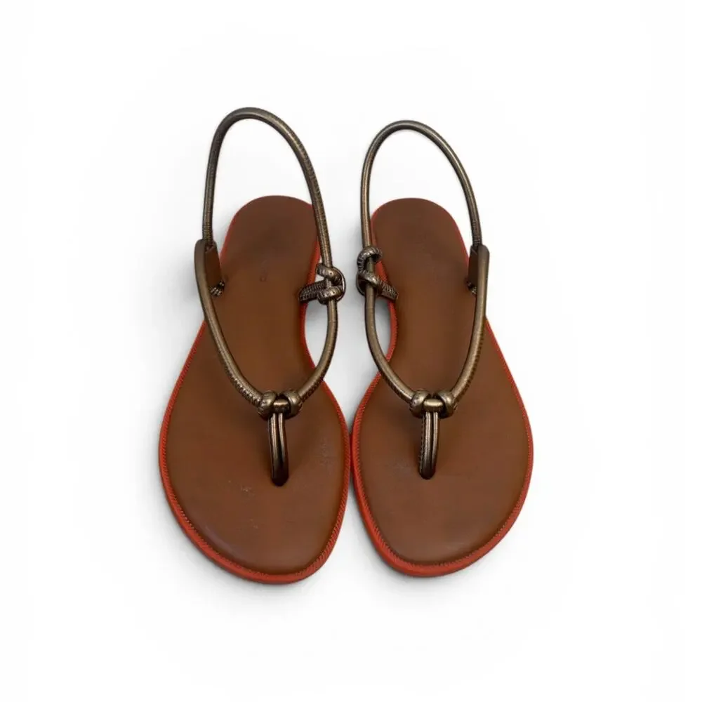 Havaianas Una Acai Cord Strap Slingback Sandals Beach Bronze Orange Sole Sz 9